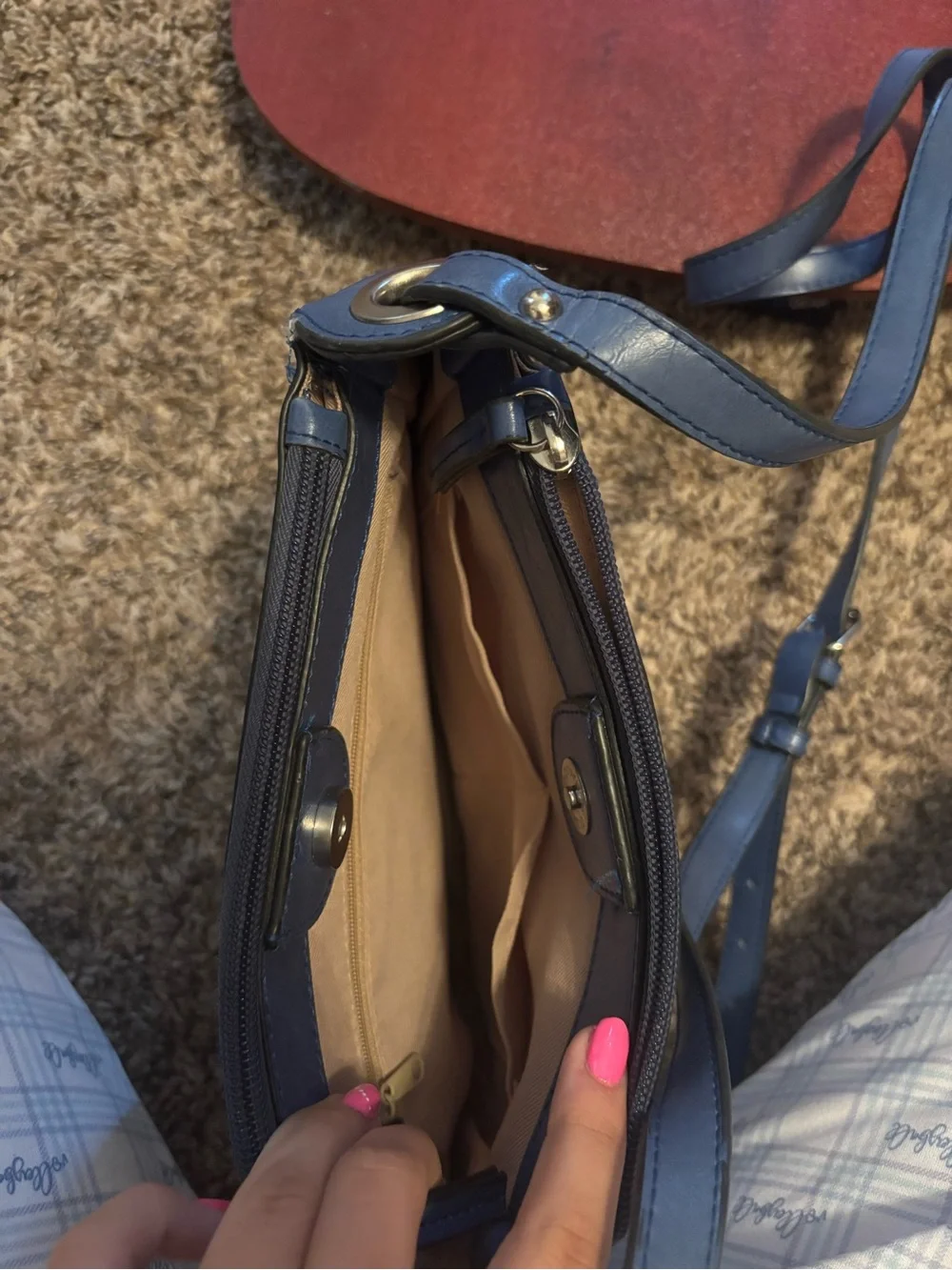 Blue Leather Crossbody Bag